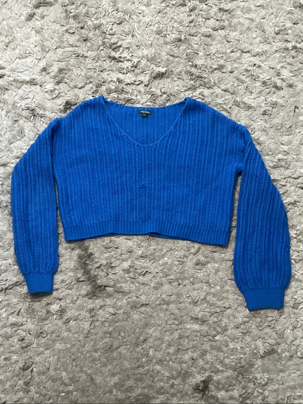 wild fable Cobalt Blue V-Neck Cropped Sweater